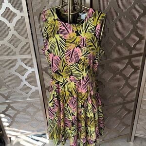 Bar III Vibrant Leaf Print Midi Dress
